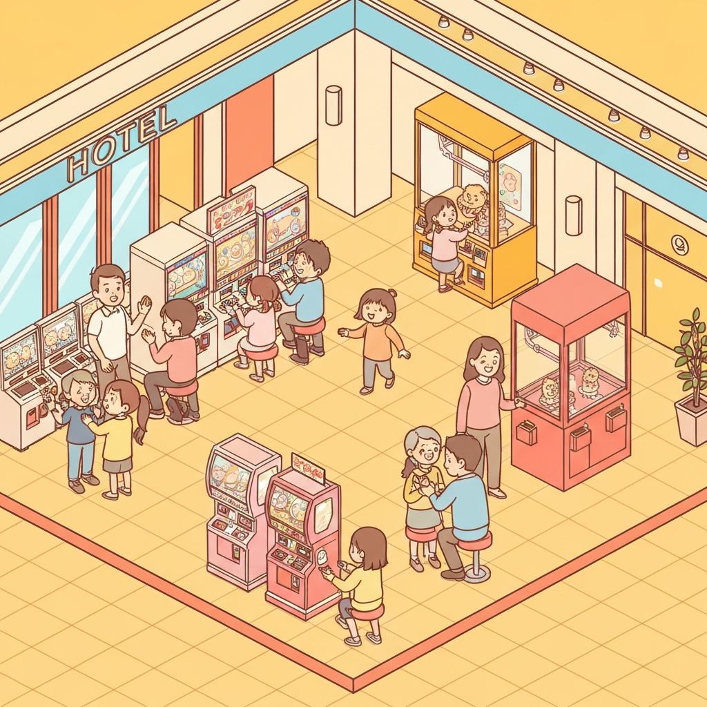 施設にガチャマシンが設置された楽しい空間